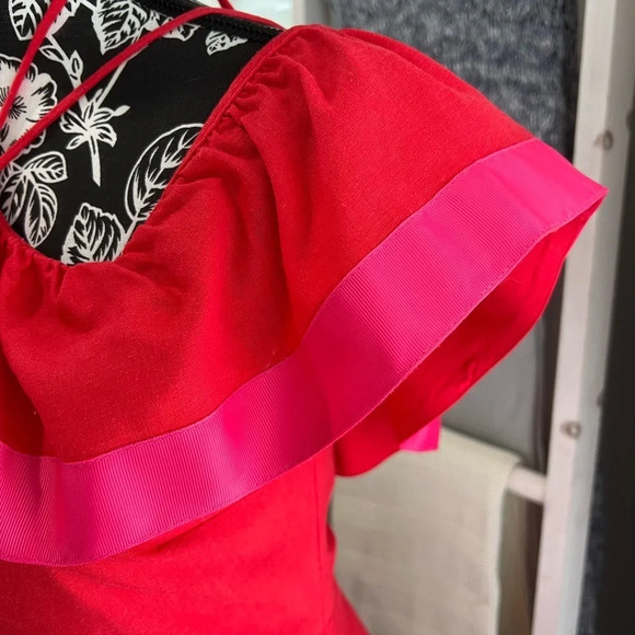 ASOS Red and pink linen blend dress - Picture 5 of 14